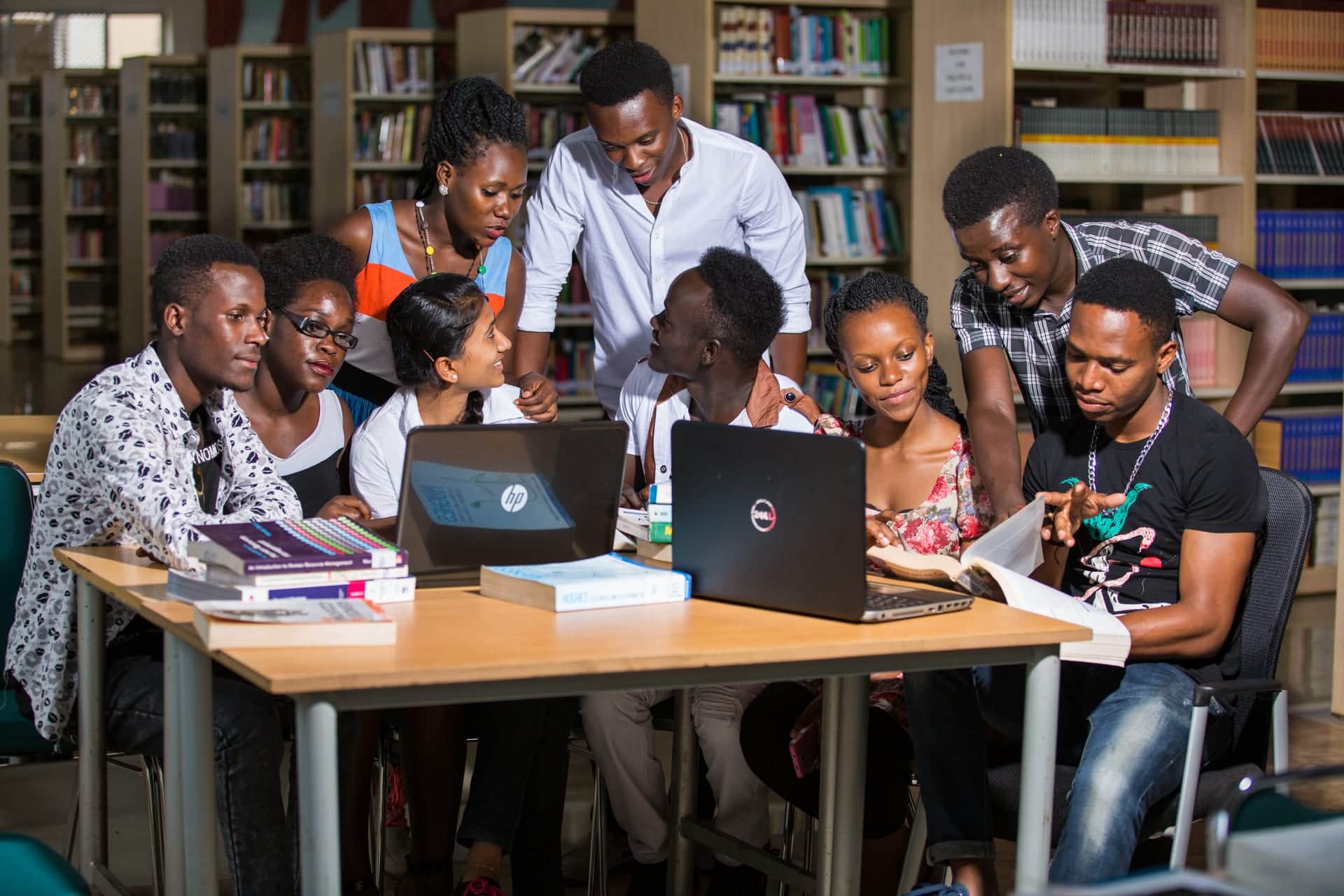 IUEA students in the library